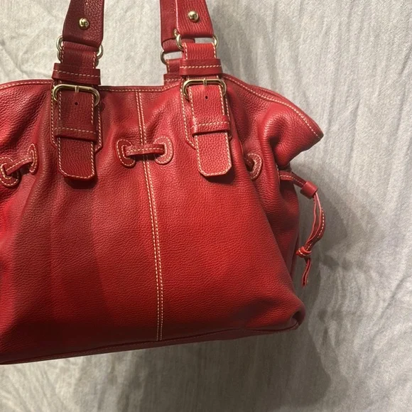 Dooney & Bourke Red Leather Tote with Gold AccentsEUC - Picture 5 of 16